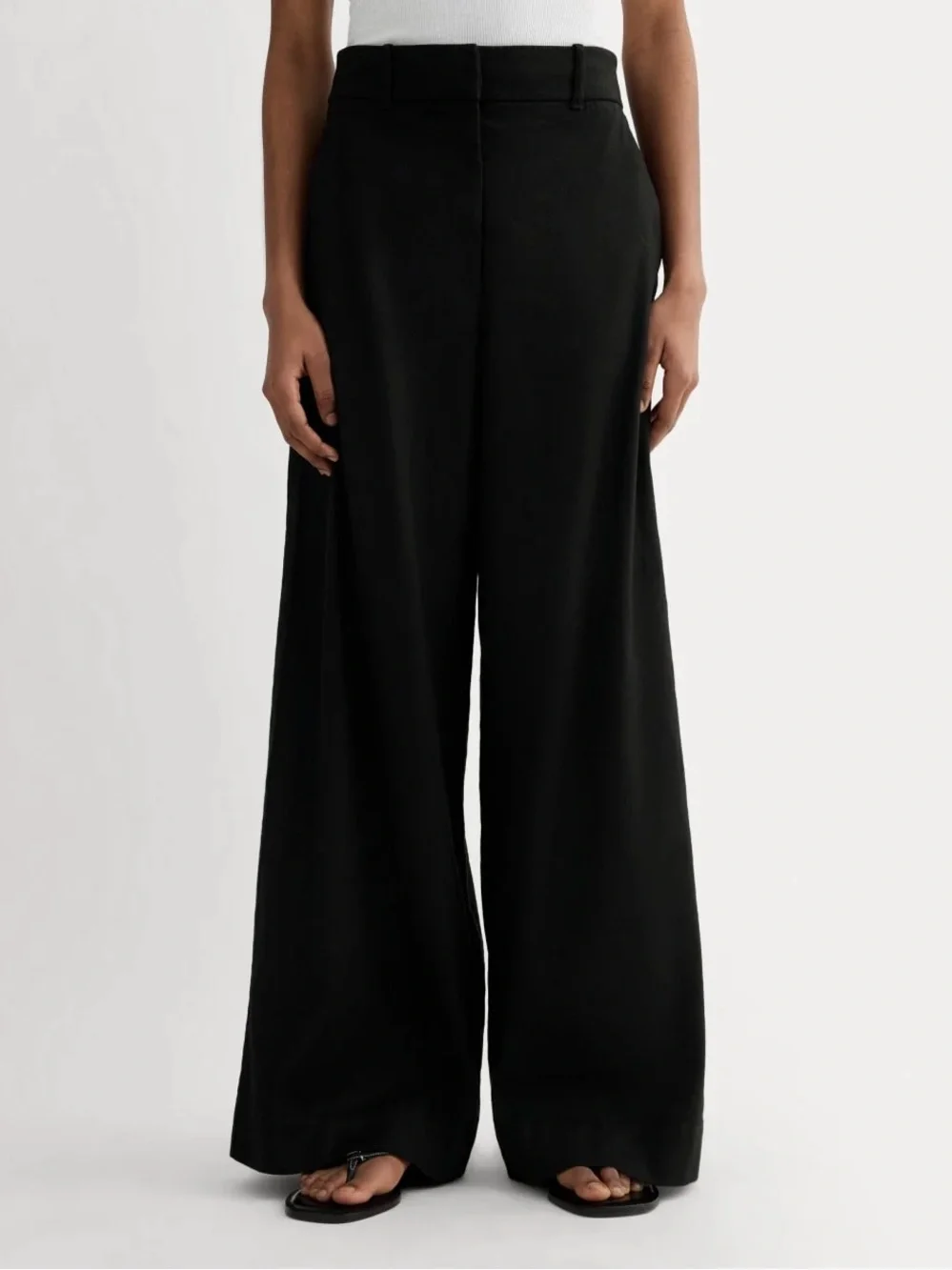 Everlane European Flax Linen Black Wide Leg Pant Sz 14